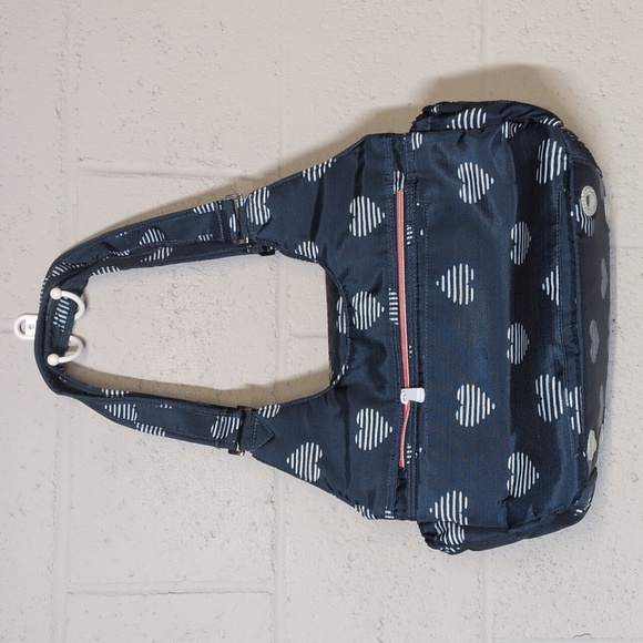 Lug Women's Romper Carry All Shoulder Bag, Brushed Navy Hearts, like new - Picture 6 of 15